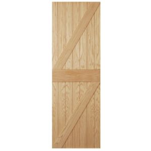 Image of Ledged & braced Oak veneer LH & RH External Front Door (H)1981mm (W)838mm