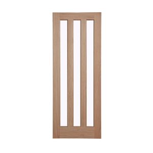 Image of Vertical 3 panel Clear Glazed Oak veneer LH & RH Internal Door (H)1981mm (W)762mm