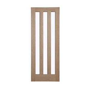 Image of Vertical 3 panel Glazed Oak veneer LH & RH Internal Door (H)1981mm (W)686mm