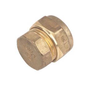 Image of Plumbsure Brass Compression Stop end (Dia)15mm Pack of 10