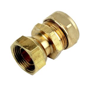 Plumbsure Straight Compression Tap Connector 22mm X 0.75" (L)53.5mm