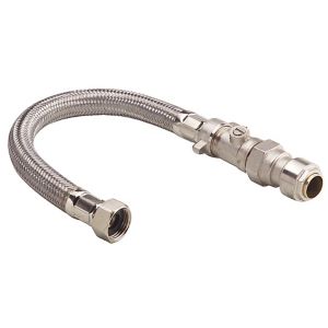Image of Plumbsure Flexible tap connector with valve (Dia)22mm (Dia)¾" (L)300mm