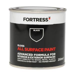 Image of Fortress Black Gloss Multi-surface paint 0.25L