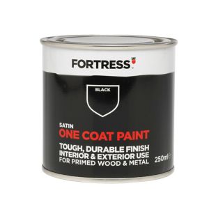Image of Fortress One coat Black Satin Metal & wood paint 0.25L