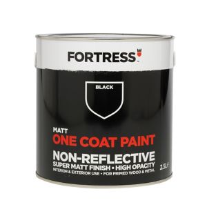 Image of Fortress One coat Black Matt Metal & wood paint 2.5L