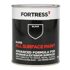 Image of Fortress Black Gloss Multi-surface paint 0.75L