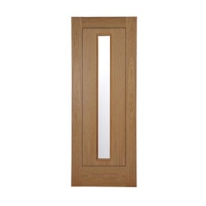 Image of 1 panel Patterned Glazed Flush Hardwood LH & RH Internal Door (H)1981mm (W)686mm