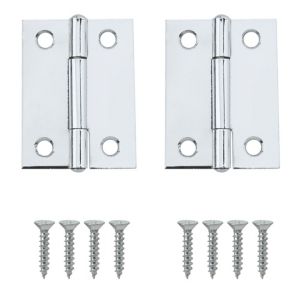 Image of Chrome-plated Metal Butt Door hinge (L)50mm Pack of 2