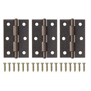 Image of Brass-plated Antique effect Metal Butt Door hinge (L)75mm Pack of 3