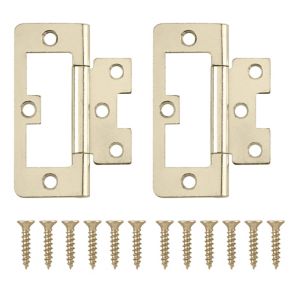 Image of Brass-plated Metal Flush Door hinge (L)75mm Pack of 8
