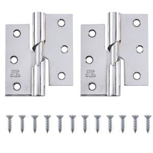 Image of Chrome-plated Metal Butt Door hinge (L)75mm Pack of 2