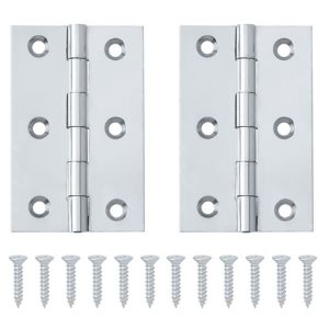 Image of Chrome-plated Metal Butt Door hinge (L)65mm Pack of 2