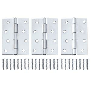 Image of Chrome-plated Metal Butt Door hinge (L)100mm Pack of 3