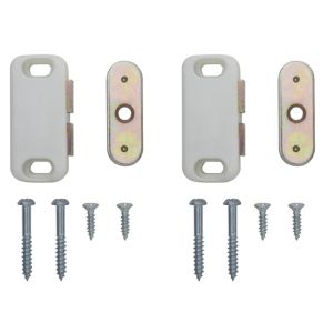 Image of White Carbon steel Magnetic Cabinet catch Pack of 12