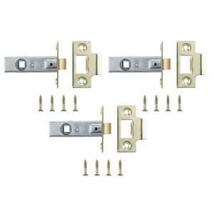 Image of Brass-plated Metal Tubular Mortice latch (L)64mm Pack of 3