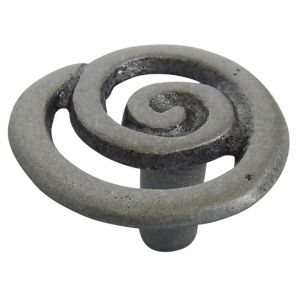 Image of Pewter effect Aluminium Round Swirl Furniture Knob Pack of 6