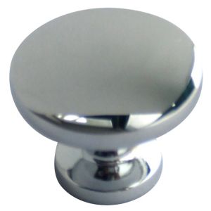 Image of Chrome effect Zinc alloy Round Furniture Knob (Dia)30mm Pack of 6