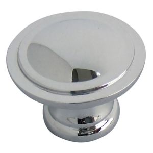 Image of Chrome effect Zinc alloy Round Furniture Knob (Dia)35mm Pack of 6