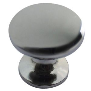 Image of Chrome effect Zinc alloy Oval Furniture Knob (Dia)26mm Pack of 6