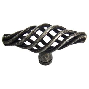 Image of Pewter effect Steel Cage Furniture Knob Pack of 6