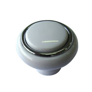Image of White Chrome effect Plastic Round Cabinet Knob (Dia)40mm