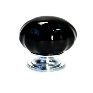 Image of Black Chrome effect Ceramic & zinc alloy Pumpkin Furniture Knob (Dia)30mm