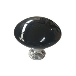 Image of Black Chrome effect Ceramic & zinc alloy Furniture Knob (Dia)45mm