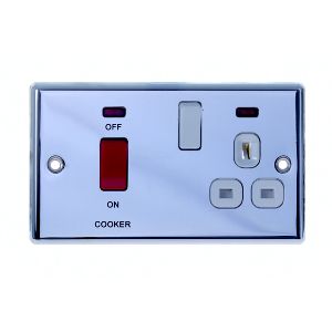 Image of LAP 45A White Chrome effect Cooker Switch