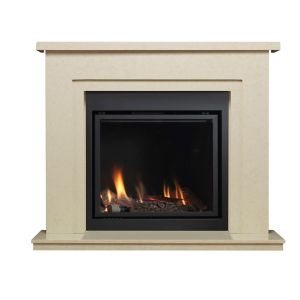 Image of Ignite Cream & black Marble effect Gas Fire Suite