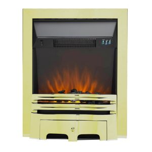 Image of Sirocco Westerly LED Remote control Brass & Black Electric Fire