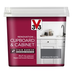 Image of V33 Renovation Anthracite Satin Cupboard & cabinet paint 0.75L