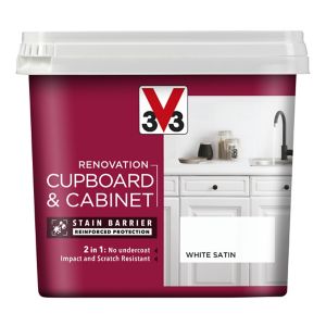Image of V33 Renovation White Satin Cupboard & cabinet paint 0.75L