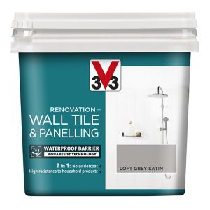 Image of V33 Renovation Loft grey Satin Wall tile & panelling paint 0.75L