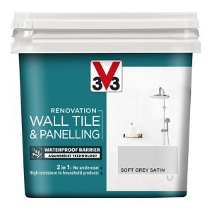 Image of V33 Renovation Soft grey Satin Wall tile & panelling paint 0.75L