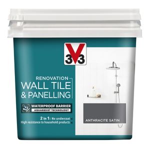 Image of V33 Renovation Anthracite Satin Wall tile & panelling paint 0.75L