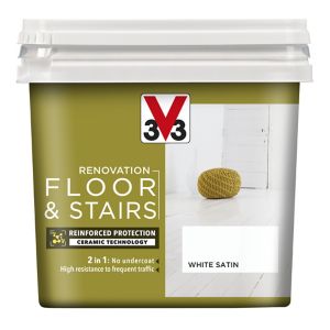Image of V33 Renovation White Satin Floor & stair paint 0.75L