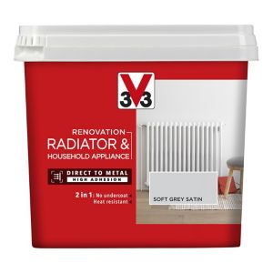 Image of V33 Renovation Soft grey Satin Radiator & appliance paint 0.75L