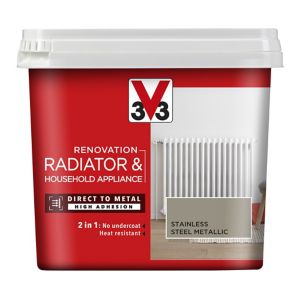 Image of V33 Renovation Stainless steel Metallic effect Radiator & appliance paint 0.75L