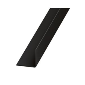 Image of Gloss Black uPVC L-shaped Equal angle (H)20mm (W)20mm (L)1.3m