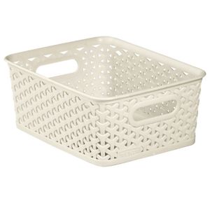 Image of My style White rattan effect 8L Plastic Nestable Storage basket (H)100mm (W)197mm
