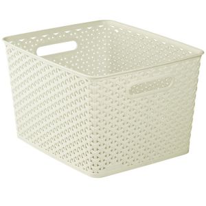 Image of My style White rattan effect 18L Plastic Nestable Storage basket (H)220mm (W)300mm