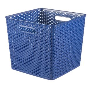 Image of My style Blue rattan effect 25L Plastic Nestable Storage basket (H)280mm (W)330mm