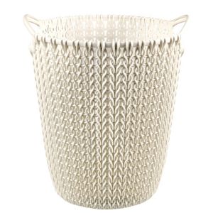 Image of Curver Oasis white Knit effect Plastic Circular Kitchen bin 7L