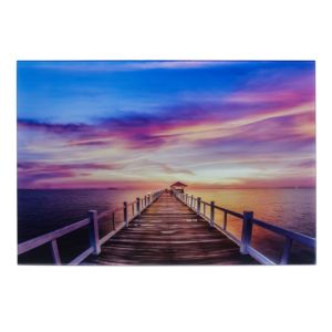 Image of Sunset jetty Blue Unframed print (H)450mm (W)650mm