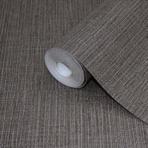 Lutece Plain Black & Taupe Tweed Textured Wallpaper
