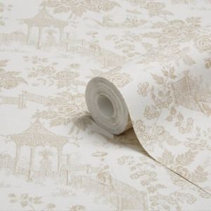 Lutece Chinese Toile Gold Effect Textured Wallpaper