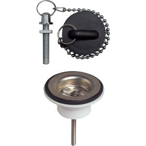 Image of Wirquin Chrome-plated Plug & chain Basin Waste (Dia)32mm