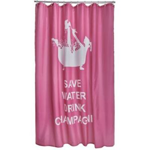 Pink Save Water Drink Champagne Shower Curtain (L)2000mm
