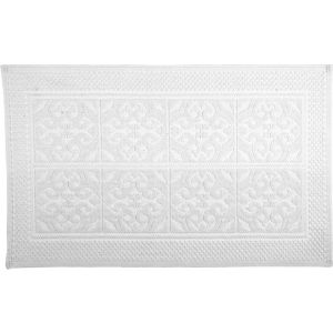 Image of Marinette Saint-Tropez Astone White Cotton Tile Bath mat (L)500mm (W)700mm