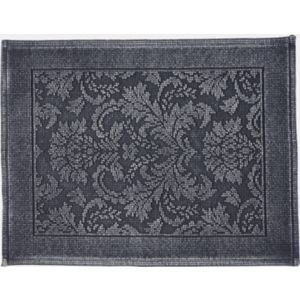 Image of Marinette Saint-Tropez Platinum Dark grey Cotton Floral Bath mat (L)500mm (W)700mm